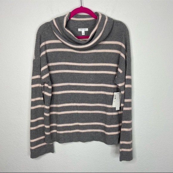 Abound Gray Boone Stripe Heather Turtleneck Sweater Size M NWT - Picture 3 of 8